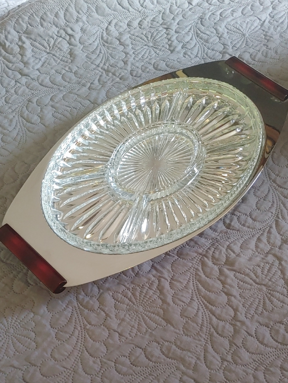 Vintage Glo-Hill Platter With 5 Section Serving Platter